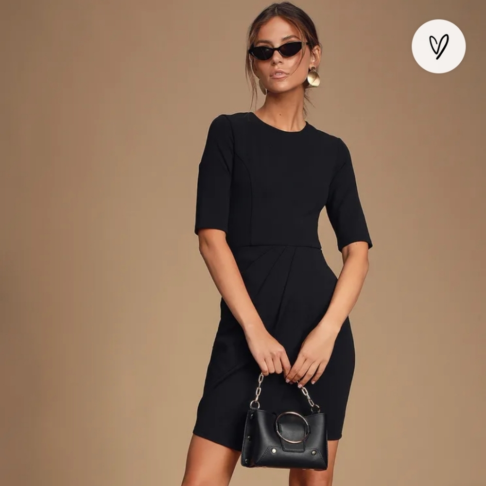 Lulus Westwood Black Half Sleeve Sheath Dress